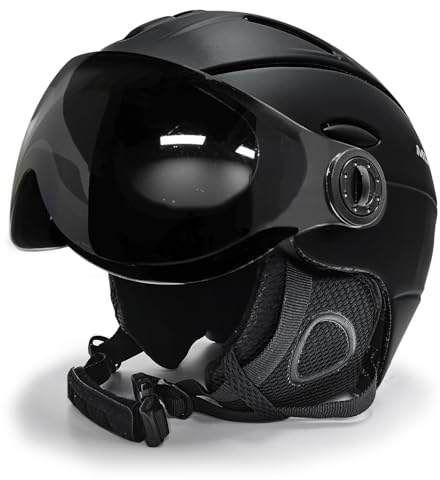2-in-1 Visor Sci Snowboard Casco Maschera da neve staccabile Anti-fog Anti-uv Occhialini schermati integrati Peso ridotto Adulti Uomini Donne