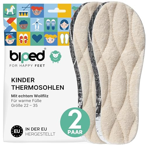 biped 2 pares de plantillas de invierno para niños - plantillas con auténtica lana de cordero - plantillas térmicas calentadoras z2692(28-29)