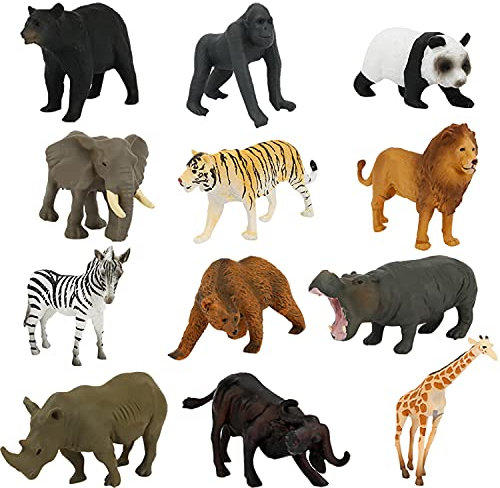 Fun Gift Toddler Zoo Animals Games Toys for Kids Age 2+, 8 Piece Plastic Animal Figures, Realistic Toy Set for Include Lion, Elephant, Tiger, Perfect for Education, Gifts for Boys Girl