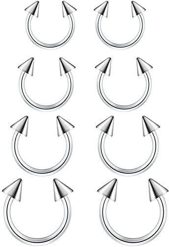 Funseedrr Hufeisen Nasenpiercing Lippenpiercing Septum Ring Set Edelstahl 1,2mm Nase Lippe Ohrring Piercing Schmuck(6-12mm Durchmesser)