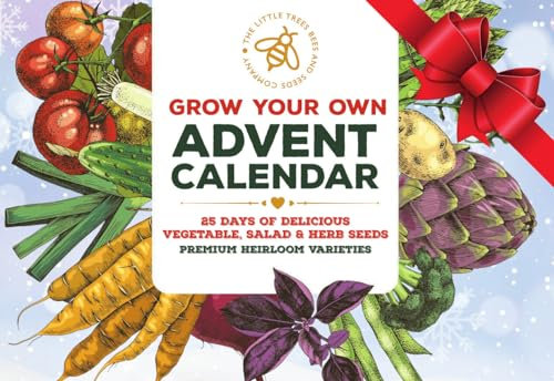 Gardening Gifts Advent Calendar 2026: 25 Premium Vegetable, Salad and Herb Seeds with Twine and Clips for Display, Great for Adults, Kids and the Family
