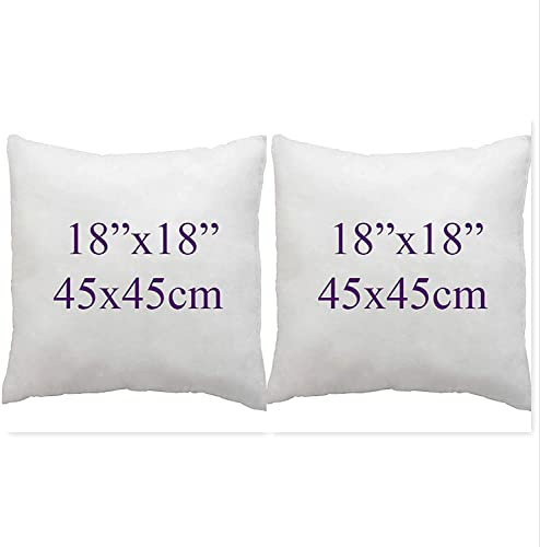 ARLINENS Pack of 2 Duck Feather & Down Cushion Pad Inner Insert -100% Natural Cotton Anti Dust Mite and Down Proof Cushion Pads Cover/Non Allergenic (18x18)