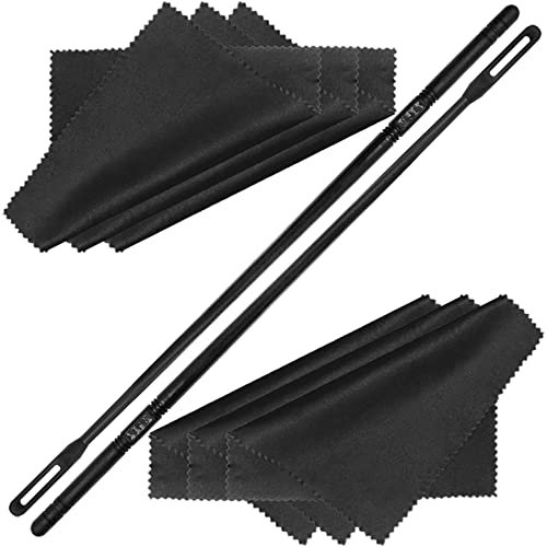 2 Sets Flötenreinigungsset, DaKuan Klarinettentupfer, 6 Stück Flötenreinigungstuch, Flötenreinigungstuch für innen, Flötenreinigung Polieren (schwarz)