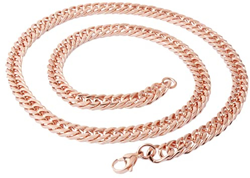 NEHZUS Collana a maglia cubana da uomo, in oro rosa, per uomini, ragazzi, donne, hip hop e alla moda, in acciaio inox 316L, placcato oro 18 carati, 6 mm, 40/50/70 cm, 50 cm, Acciaio inossidabile,