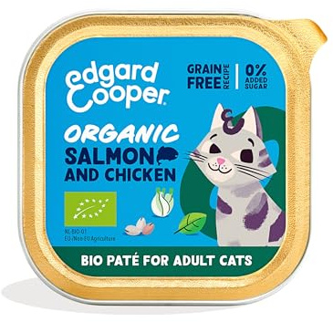 Edgard & Cooper cibo umido per gatti, (Salmone/Pollo Bio Fresco, 85g x 16), pate gatto sterilizzati o attivo, carne fresca e ingredienti naturali, senza cereali, senza zuccheri aggiunti