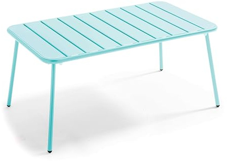 Oviala Couchtisch für den Garten, Stahl, Türkis, 90 x 50 cm – Palavas