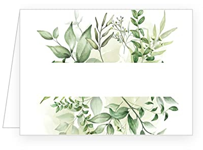 Edition Seidel Set 25 Premium Tischkarten Platzkarten Namenskarten Hochzeit Geburtstag Taufe Kommunion Konfirmation Firmung Jugendweihe Feier grüne Blätter Eukalyptus