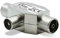 Metronic 336201 - Distributore TV, splitter coassiale a T, DVB-T2, divisore antenna TV, blindato, metallico 1 ingresso maschio - 2 uscite femmina