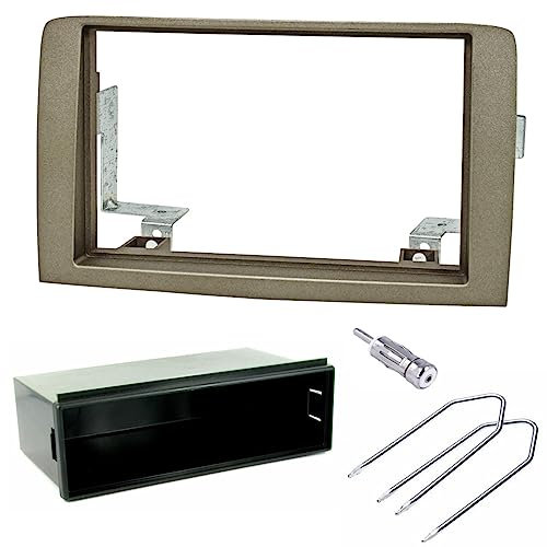 sound-way Kit di Montaggio Autoradio, Facciata Telaio Radio 1 DIN / 2 DIN, Adattatore Compatibile con Fiat Idea/Lancia Musa Dark Silver