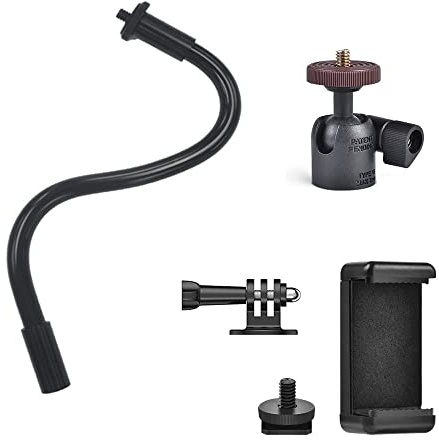 KAGYOKU Flexible Gänsehals-Kamerahalterung, 28cm Länge - Mit schwenkbarem Kugelkopf und 1/4''-Anschluss für DSLR, Überwachungskameras, Lampen - 360° drehbar, bis 2 kg Traglast