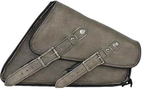 Dream Apparel Motorcycle Swingarm Bag with Brown Leather, Swing Arm Bag Motorcycle Saddlebag Left Side Tool Bag Fit for Softail/Triangulated Swingarm Models Dyna Low Rider Fat Bob