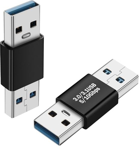 QIANRENON USB 3.0 maschio a maschio a 180 gradi Adattatore Extender 5 Gbps USB3.0 USB3.1 Gen1 ricarica dati connettore inversa spina 5 V/3 A, guscio per estensione USB, laptop, tablet PC, 2 pezzi