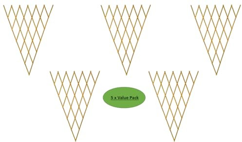 Garden Store Direct 5 x Pieces of Garden Trellis Expandable Plant Support Climbing Lattices Fence Support 5 Sizes, Green or Tan Colour 6ft x 1ft up to 6ft x 4ft (Tan, Fan 180 x 90cm (6ft x 3ft) 5pk)