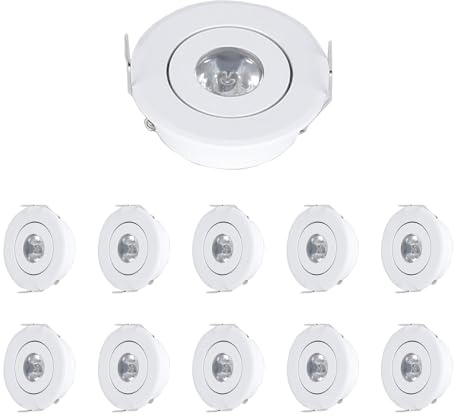 MRDEER 230V IP44 LED Einbaustrahler Ø20mm Schwenkbar Einbauspots 3000K Weiß | 10er Set Deckenspots Einbauleuchten Mini Slim 20mm Ultra Flach, Warmweiß 3000K, Für Wohnzimmer Ausstellungshalle