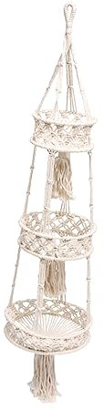 KITANDOVE 1pc Decorative Hanging Cotton Rope Flowerpot Basket for Indoor Plants Beige Floral Pot Holder Space-saving Wall Planter for Home and Party