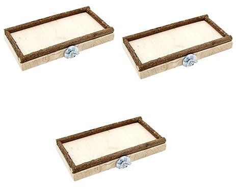 HAPINARY 3stücke Holzvogel-spielbrett Und Futterbox Für Papageien Sicheres Und Praktisches Futter Und Spielzeug Für Kleine Vögel Installieren Fördert Bewegung Und Koordination