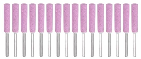 PATIKIL 16 Stück Diamant-Kettensägeschärfer 7/32 Zoll Härte Schleifstein Polieren Kettensägeschärfset Schleiffeile Werkzeug für Kettensäge Steine Schmuck Holz, Pink(5mm)