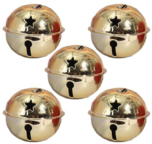 Decorazioni natalizie Jingle Bells 5 cm, 5 pezzi, campane natalizie per artigianato, classiche campane di Natale con ritagli a stella, ornamenti in metallo per albero di Natale, feste, porte,