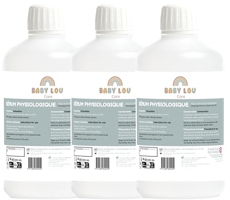 BABYLOU CARE | Siero Fisiologico flacone 3x500 ml | NaCl 0,9% | Prodotto in Francia | Lavaggio delle fosse nasali | Igiene del naso | Per irrigazione esterna