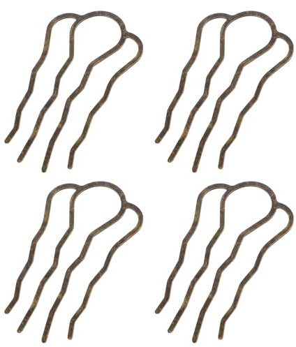 Sibba Lot de 4 peignes latéraux en métal pour chignons en forme de U - Épingles à cheveux torsadées - Outil de coiffure vintage pour femme