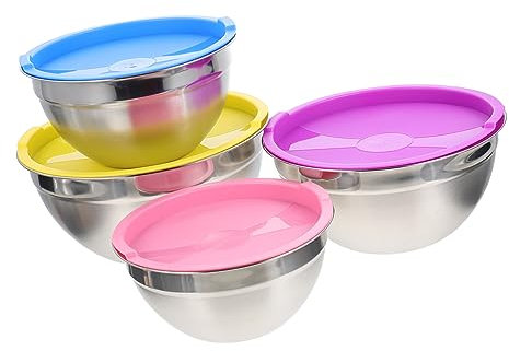 Cabilock 4 Cuencos Para Almacenar Frutas Tazones De Acero Inoxidable Vajilla De Cocina Tazón Para Servir Ensaladas Accesorio De Cocina