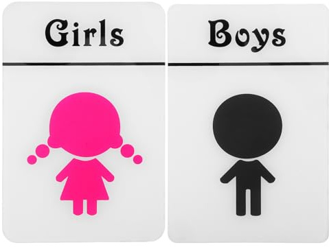 Healifty 1pair Boy Girl Bathroom Self-adhesive Gender Signs for Daycare Cute Restroom Labels Toilet Door Stickers for Boys and Girls Easy Installation Boy Girl-friendly Design Promotes