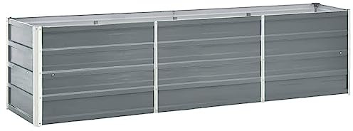 Festnight Hochbeet Metall 240x40x45 cm Hochbeete für Garten Balkon Terrasse Kräuterbeet Gemüsebeet Verzinkter Stahl Hochbeet Groß Grau