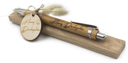 VmG-Store Holz Kugelschreiber als Geschenkidee zum Muttertag Mama Vatertag Geburtstag Papa Oma und Opa Arbeitskollege Freundin Freund (Ohne Wunschname, 28 Kleines Dankeschön)