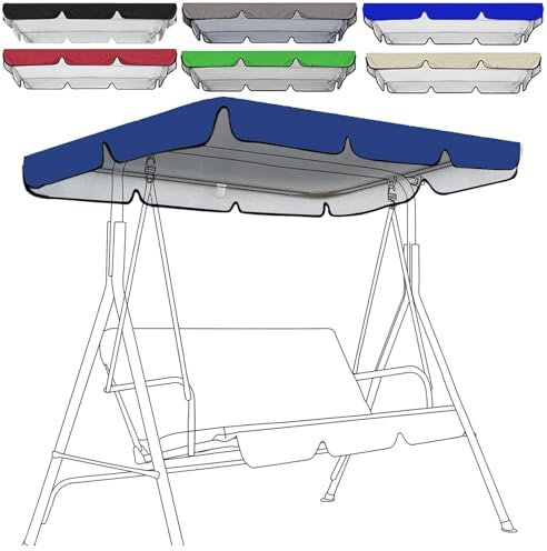 Toldo Recambio Balancin Jardin 2 Plazas y 3 Plazas Techo de Repuesto,Universal Techo Solar para balancín Toldo Fundas,Impermeable,Techo de Repuesto para Columpio Ex(Size:195 * 125 * 15cm,Color:Azul)