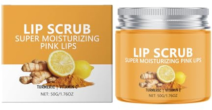 Kurkuma-Zitronen-Lippenpeeling, Behandlung für dunkle Lippen, feuchtigkeitsspendendes Lippenpeeling, abgestorbene Haut, natürliches Peeling und Feuchtigkeitscreme, rissig, stumpf, reduziert feine