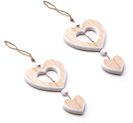 GIDWRIY 2 pezzi - Ciondolo a forma di cuore in legno, decorazione per finestre da appendere, decorazioni da parete, decorazione per porte nuziali, per soggiorno, finestra, matrimonio
