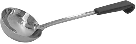 Le Buffet 7oz Soup Ladle 36.5cm Stainless Steel Serving with Black Heat-Resistant Handle, Ideal for Catering, Buffet Service, Carvery, Deli & Commercial Kitchen