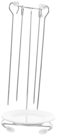 POPETPOP Support Brochettes Barbecue Acier Inoxydable avec Aiguilles Porte-brochettes Vertical pour Grillades Extérieures Rack Suspendu Antidébordement avec Plateau Récupérateur Huile