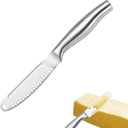 Butter Knife, Stainless Steel, Three-in-one Function, Serrated Edge and Shredding Groove, Butter Knife Spreader Easy to Hold, Butter Knives Are Suitable for a Variety of Foods, A Good Kitchen Helper