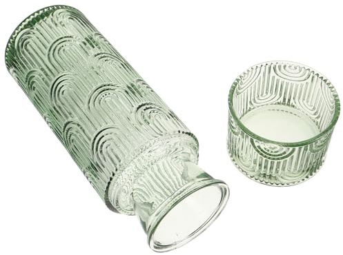 MOLUCKFU Carafe à Eau Froide en Verre Gaufré avec Gobelet Assorti, Ensemble une Carafe Verre Élégant pour Table de Chevet, Facile à Nettoyer, Usage Quotidien
