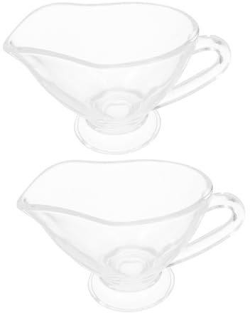 LALADEFIEE 2 pièces Saucières Verre avec Poignée Verseur à Sauce Clair Résistant Pichet Mini pour Café Lait Crème Récipient Polyvalent pour Restaurant et Maison