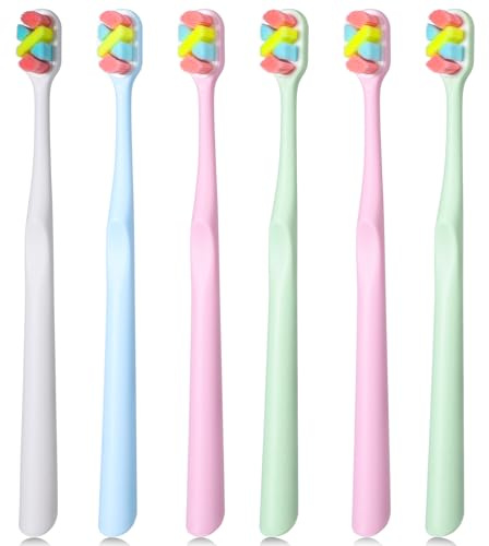6 Stück Extra Weiche Zahnbürsten Tiefe Reinigung der Zahnzwischenräume Handzahnbürste mit Bürstenkopfschutz Konische Zahnbürste für empfindliche Erwachsenenzähne Zahnfleisch