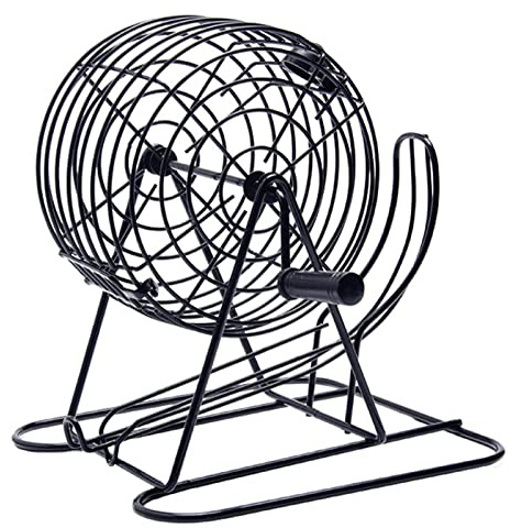 WOHPNLE Set da Gioco Bingo, Gioco con Gabbia di Rotolamento in Metallo con 75 Palline Giochi di Carte con Gabbia di Rotolamento con Chiusura Manuale Staffa di Base Doppia Addensata per