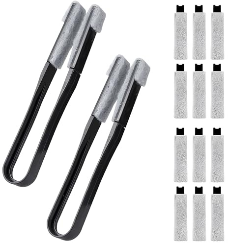 Blind Duster and Venetian Blind Cleaner Tool with 12 Replaceable Heads, Multi-Use Window Cleaning Equipment for Air Conditioner, Radiator, Crevice, Grout, and Hard-to-Reach Surfaces (Black)