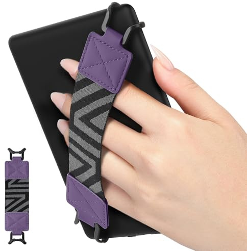MoKo Security Hand-Strap for 6-8 Kindle eReaders Fire Tablets, Deep Purple | eReader accessories for 6-8 Kindle/Kobo/Sony Tablets, Patterned High-Elasticity Hand Strap ,Lightweight Finger Grip Holder