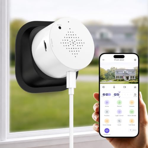 Septekon 2K Window Security Camera, 2.4G & 5G WiFi, No-Drill 18° Tilt Mount | Stick on Window Cameras for Home Security, Color Night Vision, AI Human Detection, Anti-Glare