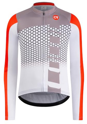 Coconut Ropamo CR Herren Langarm Radtrikot mit 3+1 Reißverschlusstaschen Bike Shirt Fahrradbekleidung Schnell trocknend Atmungsaktiv, Rot/Weiß, XL