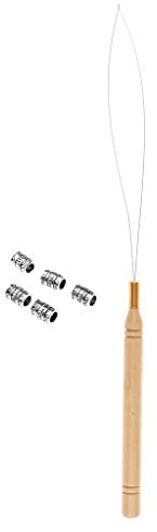 Fenteer 5 Stücke Dreadlocks Perlen Holzperle Perlen Bartschmuck Flechten Haarschmuck+ Häkelnadel für, F