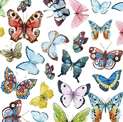 WandSticker4U®- Fenstersticker 42 Aquarell SCHMETTERLINGE bunt I Wandtattoo Kinderzimmer Mädchen Wandsticker Kinder Fensterbilder Frühling Dekoration I Deko für Wand Fenster Küche Möbel