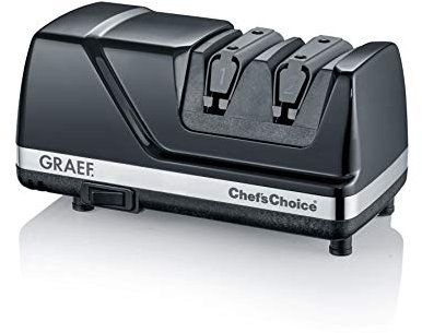 GRAEF Diamant-Messerschärfer CX110 mit 15° Schleifwinkel, elektrisches Schleifgerät mit Elastomer-Klingenführung, Dizor XV Technologie, Diamantscheiben für asiatische, glatte und gezahnte Klingen