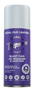 Designer Fragrances Royal Oud Leather Blast Can – Air Freshener, Use in Cars, At Home, On Furniture & Shoes – Dry Mist Quick Release Spray – Deodorizes & Neutralises Smells – 400ml,package may vary