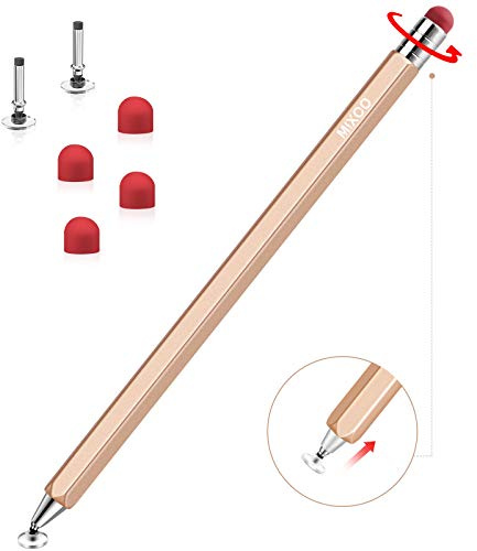 Mixoo Drehbarer 2-in-1 Tablet Stift für Alle Tablets, Tablet Stift Kompatibel mit iPad Smartphone Huawei Samsung Microsoft Tablet mit Austauschbarer Disc/faserspitze