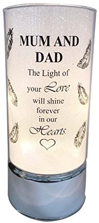 Memorial Light Tubes Ornament, Perfect for Garden and Graveside for Any Special Occasion in The Memory of Dad, Mum, Son, Daughter, Husband, Wife, Grandad, Nan, Brother, Sister. (20cm) (Mum & Dad)