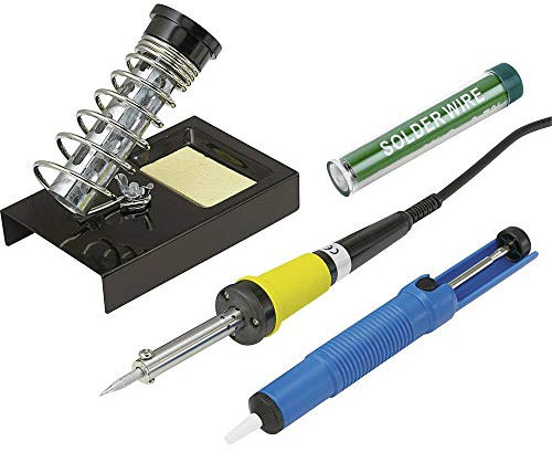 Basetech Lötkolben-Set 230 V 30 W Bleistiftform inkl. Lötzinn, Ablage, Entlötsaugpumpe, Lötspitze
