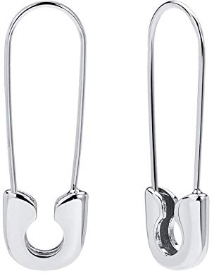 Lcherry Zierliche Creolen für Damen, Silber, Sicherheitsnadel, Silber, Kupfer, Messing, Achat, Kupfer, Achat